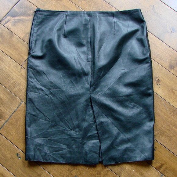Zara Woman Black Leather Pencil Skirt Straight Lined Soft Office Size Large - Picture 12 of 16